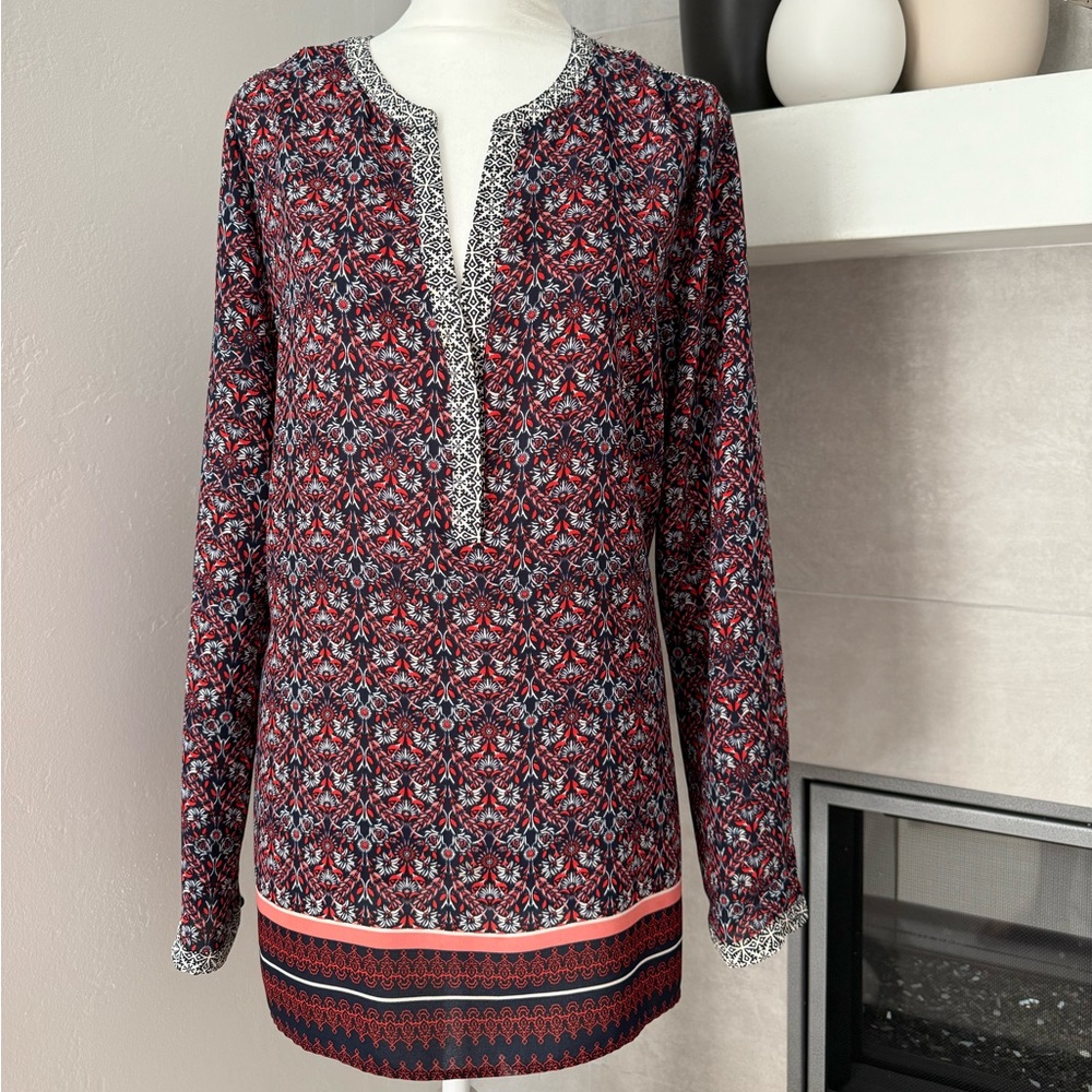 NYDJ Print tunic.  Red/Blue/White